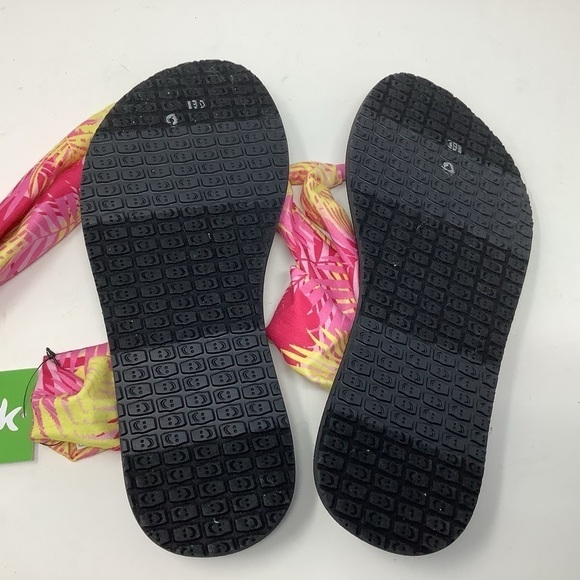 Sanuk Yoga Sling Print Sandals Pink and Yellow - Picture 5 of 5
